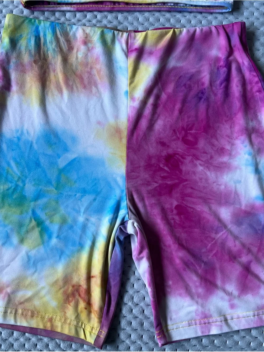 Tie Dye 2-Piece Crop Top & High-Waisted Biker Shorts Set | Medium